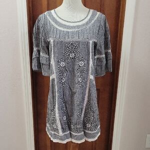 Free People Black and White Floral Mini Dress